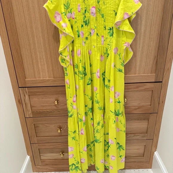 Cynthia Rowley Yellow Pink Maxi Sundress Wedding Guest - Picture 3 of 6